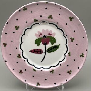 Vintage Clemsons Hand Painted Pink Floral Plate 7.5” Cottage Chic Decor